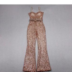 Sequin Jumpsuit Rose Gold